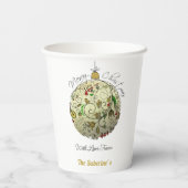 Modern Elegant Gouden Kerst Doodle Ornament Papieren Bekers (Achterkant)