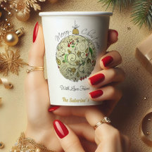 Modern Elegant Gouden Kerst Doodle Ornament