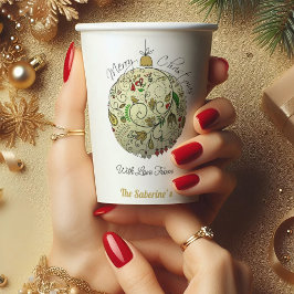 Modern Elegant Gouden Kerst Doodle Ornament Papieren Bekers