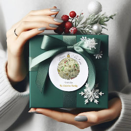 Modern Elegant Gouden Kerst Doodle Ornament Ronde Sticker