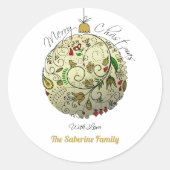 Modern Elegant Gouden Kerst Doodle Ornament Ronde Sticker (Voorkant)
