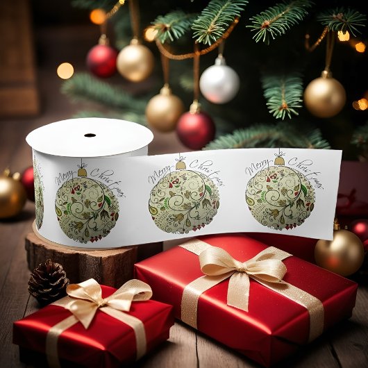 Modern Elegant Gouden Kerst Doodle Ornament Satijnen Lint