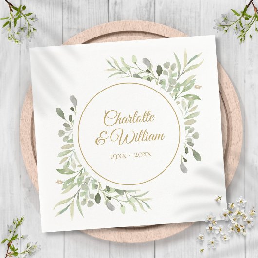 Modern Elegant Gouden Script groen Servet