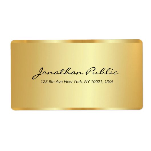 Modern Elegant Gouden Sjabloon Kalligrafie Script Etiket (Voorkant)