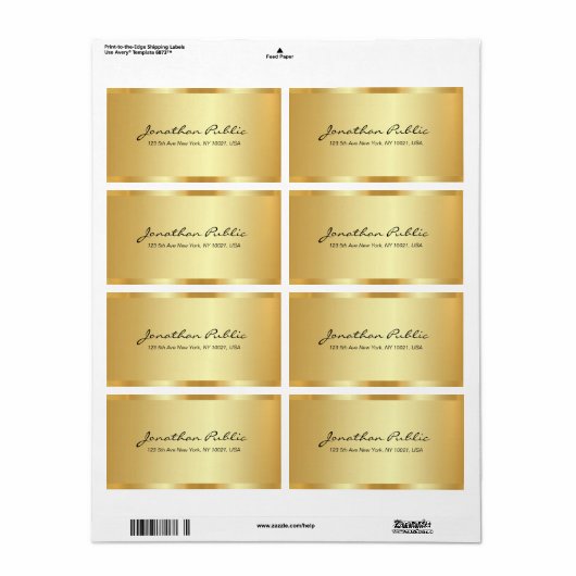 Modern Elegant Gouden Sjabloon Kalligrafie Script Etiket (Full Sheet)