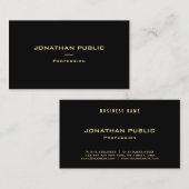 Modern Elegant Gouden Tekst Zwart Sjabloon Top Tre Visitekaartje (Voorkant / Achterkant)