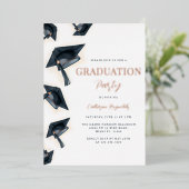 Modern Elegant Graduation Party Folie Uitnodiging (Staand Voorkant)