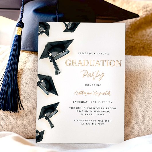 Modern Elegant Graduation Party Folie Uitnodiging