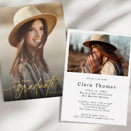 Modern Elegant Graduation Party Foto Folie Uitnodiging