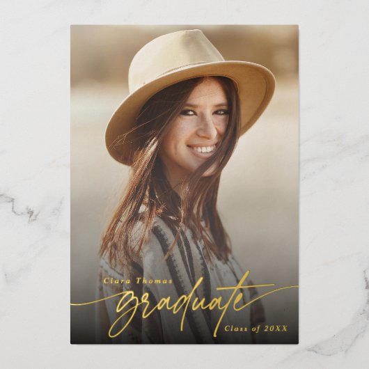 Modern Elegant Graduation Party Foto Folie Uitnodiging (Voorkant)