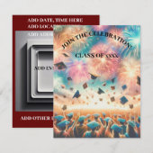 Modern Elegant Graduation Party Kaart (Voorkant / Achterkant)