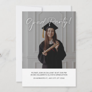 Modern Elegant Graduation Party Photo Invitation Kaart