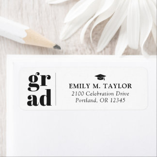 Modern Elegant Graduation Return Address Etiket