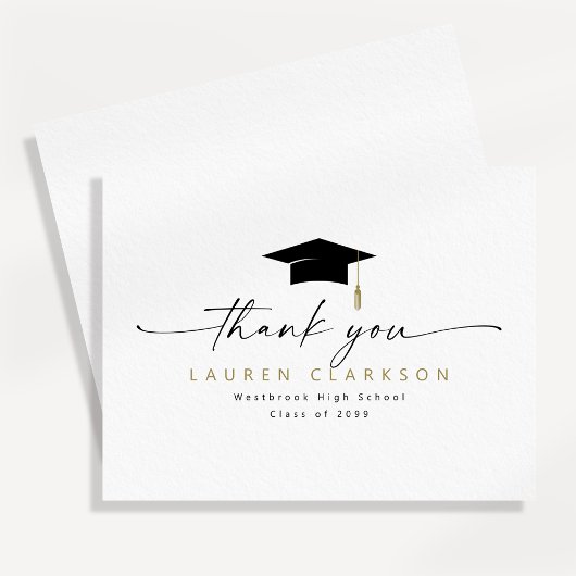 Modern Elegant Graduation Thank You Note Card Kaart