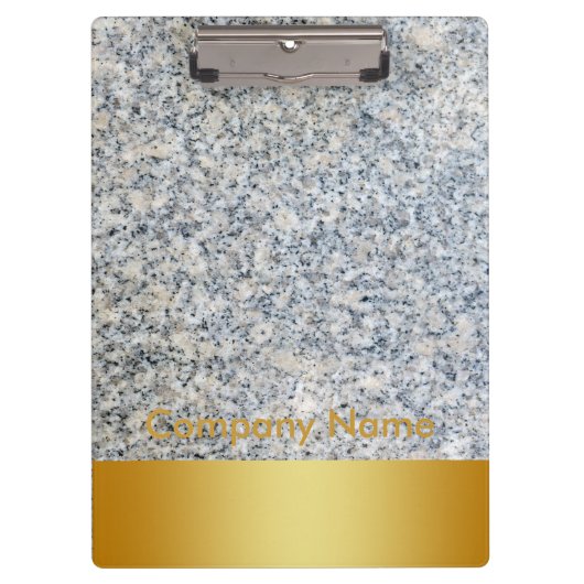 Modern Elegant Granite Gold Faux Folie Company Log Klembord (Voorkant)