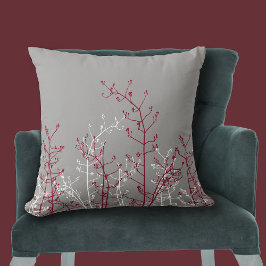 Modern Elegant Gray Burgundy Flowers Kussen