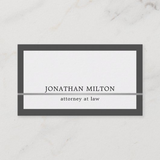 Modern Elegant Gray Faux Silver Line Attorney Visitekaartje (Voorkant)