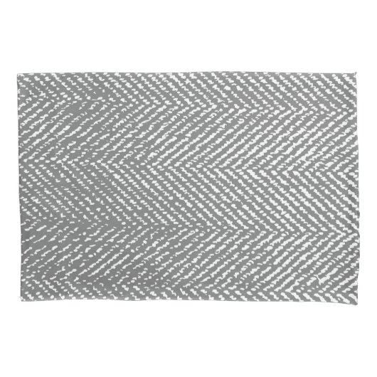Modern Elegant Gray Herringbone Kussensloop (Voorkant-Links)