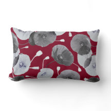 Modern Elegant Gray Poppy Flowers Burgundy