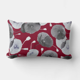 Modern Elegant Gray Poppy Flowers Burgundy Kussen