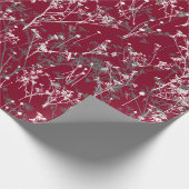 Modern Elegant Gray Wildbloemen op Bourgogne Red Cadeaupapier (Hoek)