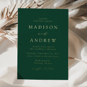 Modern Elegant Green and Gold Wedding Folie Uitnodiging