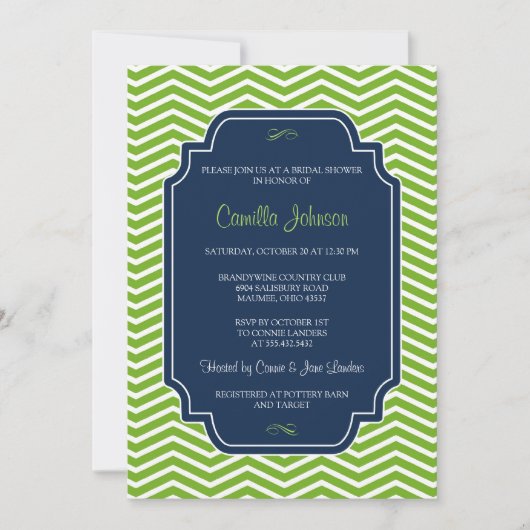 Modern Elegant Green & Blue Chevron Vrijgezellenfe Kaart (Voorkant)