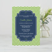Modern Elegant Green & Blue Chevron Vrijgezellenfe Kaart (Staand voorkant)