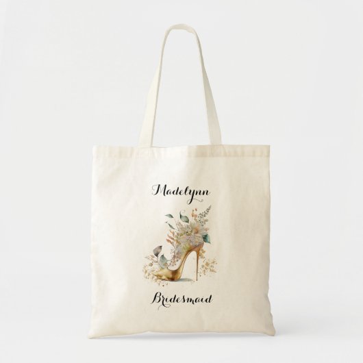 Modern Elegant Green en Gold Bridesmaid Tote Bag (Voorkant)