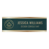 Modern Elegant Green Gold Business Logo Naambadge (Voorkant)