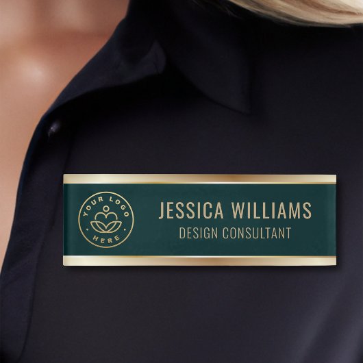 Modern Elegant Green Gold Business Logo Naambadge