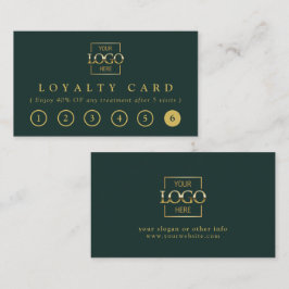 Modern Elegant Green & Gold Business Logo Reward Klantenkaartje