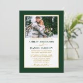 Modern Elegant Green Gold Wedding Invitation Kaart (Staand voorkant)
