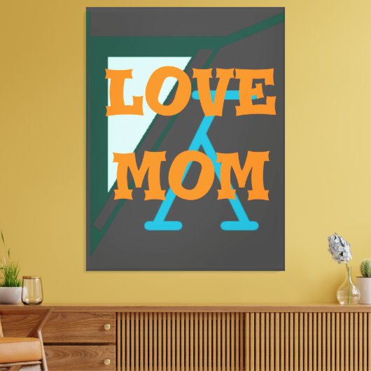 Modern elegant_green_gray_oranje_love mamma_design canvas afdruk (Insitu (Woonkamer))