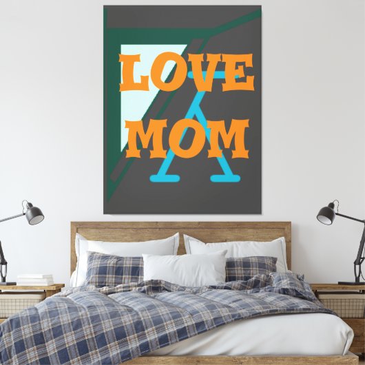Modern elegant_green_gray_oranje_love mamma_design canvas afdruk (Insitu (Slaapkamer))