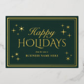 Modern Elegant Green Happy Holidays Business Folie Feestdagenkaart (Voorkant)
