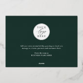 Modern Elegant Green Happy Holidays Business Folie Feestdagenkaart (Achterkant)