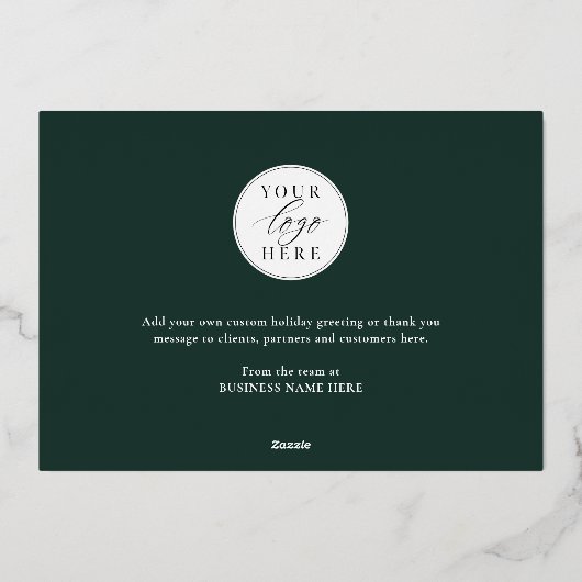 Modern Elegant Green Happy Holidays Business Folie Feestdagenkaart (Achterkant)