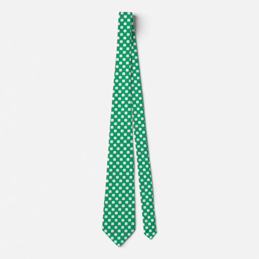 Modern Elegant Green Irish Shamrock Clover Pattern Stropdas (Voorkant)
