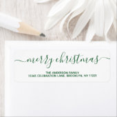 Modern elegant Green-kerstscript Etiket (Insitu)