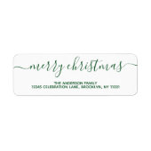Modern elegant Green-kerstscript Etiket (Voorkant)