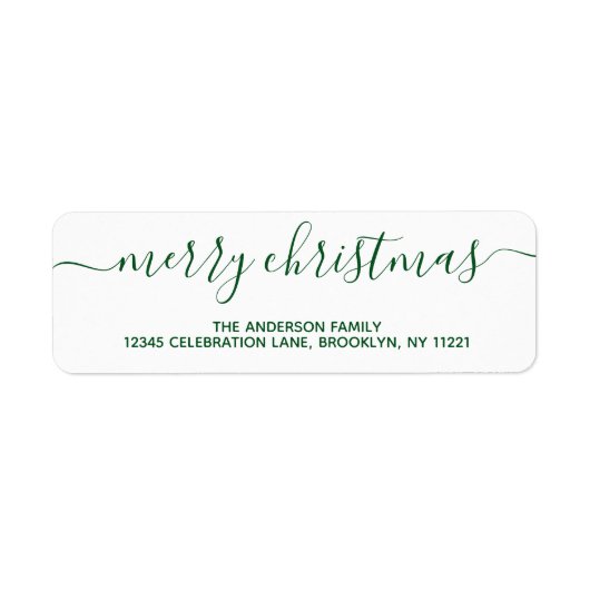 Modern elegant Green-kerstscript Etiket (Voorkant)