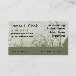 Modern Elegant Green Landscaping Lawn Care Mowing Visitekaartje