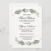 Modern Elegant Green Leaf Sweet 16 Invite Kaart (Voorkant / Achterkant)