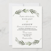 Modern Elegant Green Leaf Wedding Invitation Kaart (Voorkant)