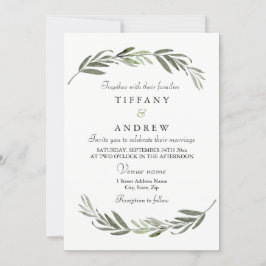 Modern Elegant Green Leaf Wedding Invitation Kaart