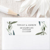 Modern Elegant Green Leaf Wreath Wedding Etiket (Insitu)