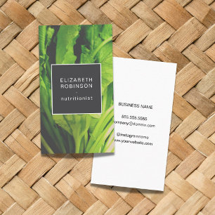 Modern Elegant Green Leaves Nutritionist  Visitekaartje