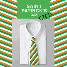 Modern Elegant Green Oranje Irish Flag Striped