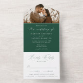 Modern Elegant Green Photo Wedding All In One Uitnodiging (Binnen)